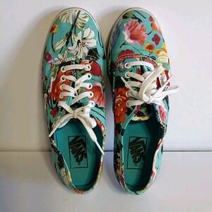 Vans Off‎ the Wall Turquoise/Floral Lace Up Shoes Women's Size 7 Men's 5.5